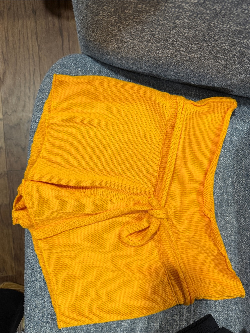 Free People Knit Tie-Waist Athletic Shorts - Bright Orange